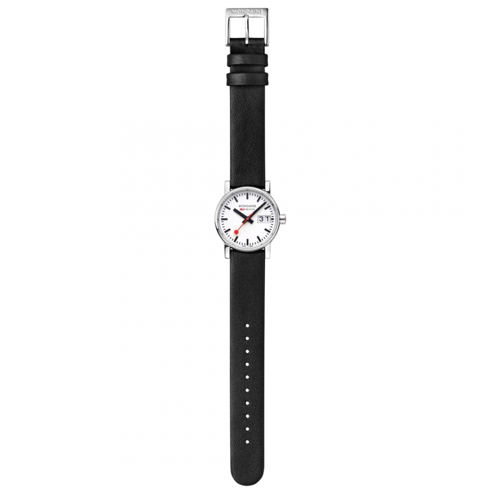 Armbåndsur Mondaine evo2 Big Date Hvid/Læder Ø30 mm MSE.30210.LBV