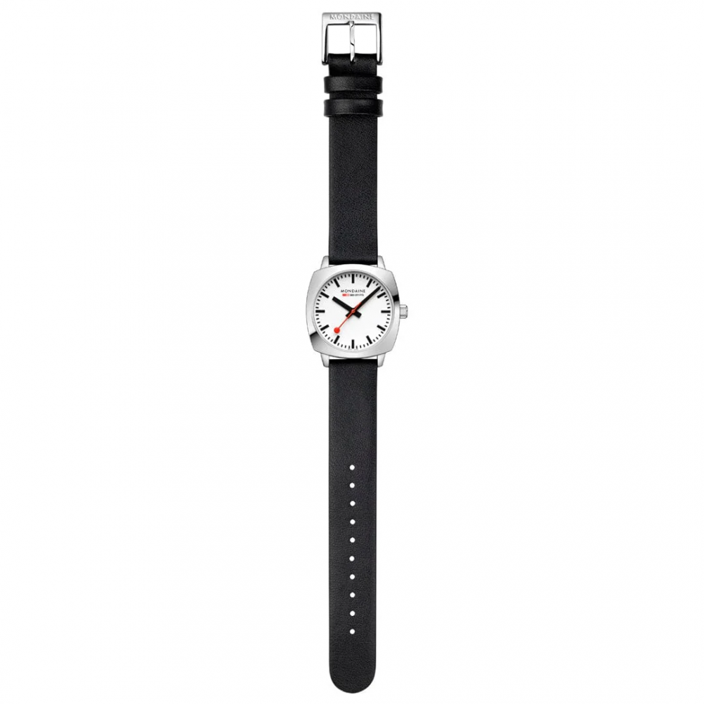 Armbåndsur Mondaine Cushion Hvid/Læder Ø31 mm MSL.31110.LBV
