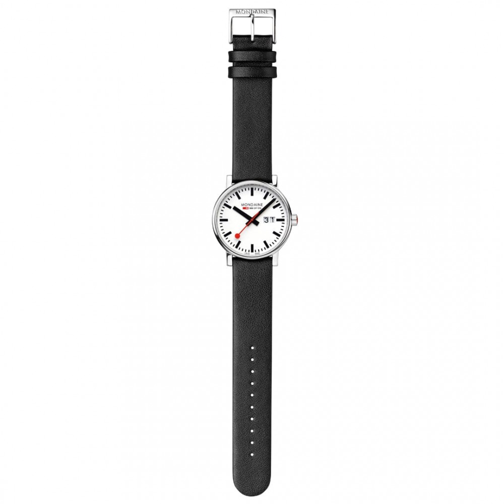Armbåndsur Mondaine evo2 Big Date Hvid/Læder Ø40 mm MSE.40210.LBV