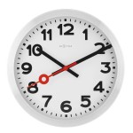 Vægur - NeXtime Station Number Sølv/Hvid